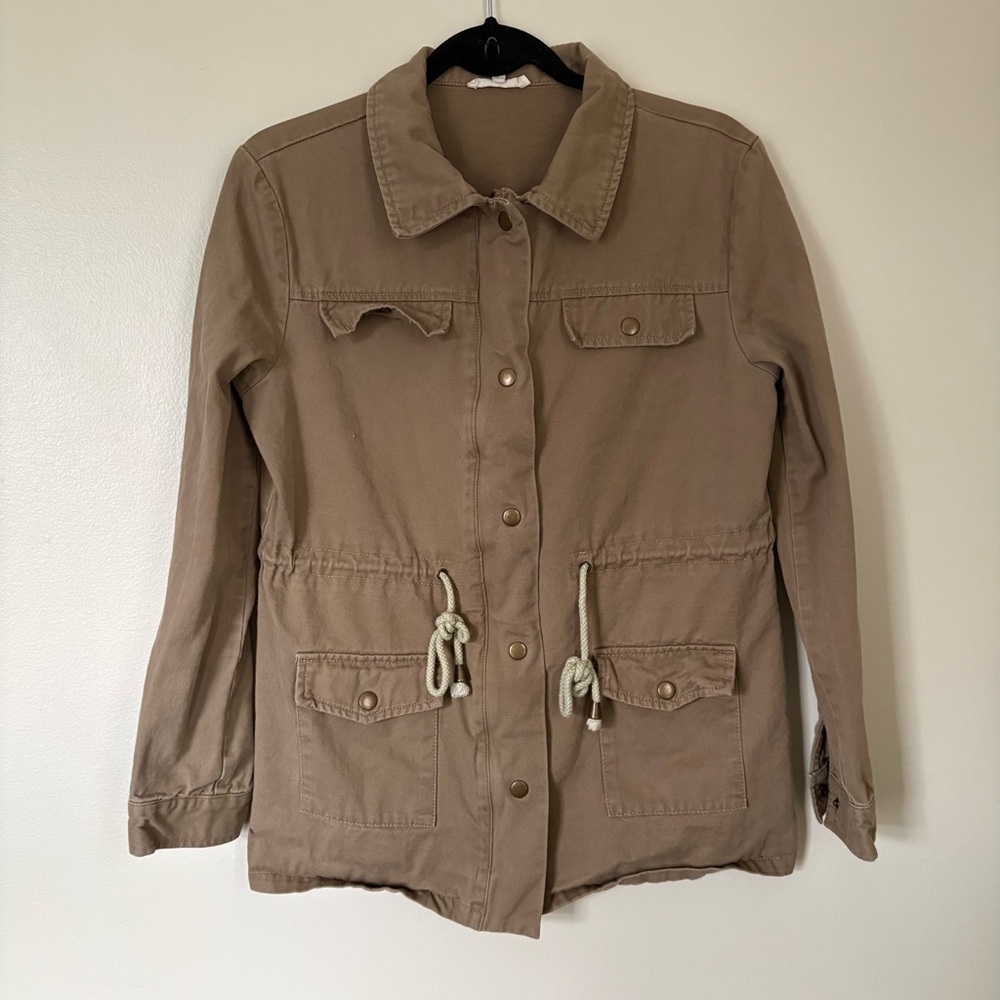 Promesa Tan Cotton Button Zip Utility Jacket Size Small
